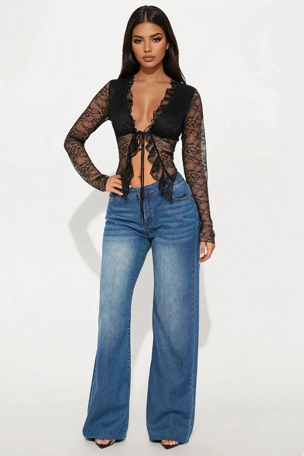 Whispered Grace Lace Ruffle Top